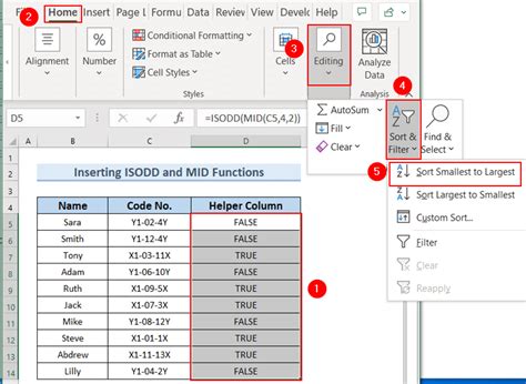 excel sort odd and even numbers